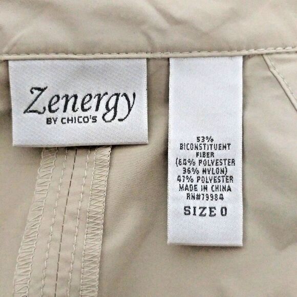 Chicos Zenergy Jacket Womens Size S Beige Lightweight Studded Shoulders - Picture 5 of 8